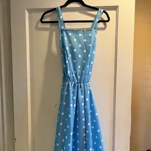 1950's Blue with White Polka-dot Swing Dress with matching White Crinoline